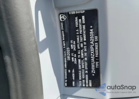 2023 Lamborghini Huracan Sto z USA, uszkodzony, nr VIN ZHWUA6ZX6PLA25084